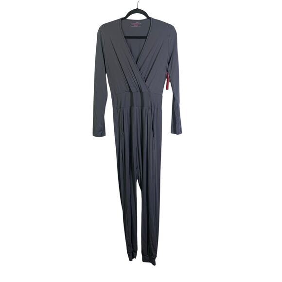 COMMANDO Jumpsuit Butter Wrap‎ L/S Gray Criss Cross V-Neck Banded Waist NWT - Picture 1 of 15